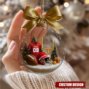 Personalized Football Player Christmas Ornament – Custom Name, Jersey & Team Gift