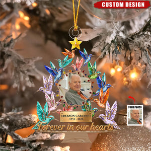 Personalized Hummingbird Memorial Ornament – “Forever in Our Hearts”