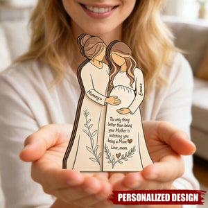 Personalized Mother & Pregnant Daughter Wooden plaque - Custom Names