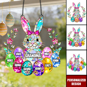 Personalized Easter Bunny Suncatcher - Custom Family Name Bunny Keepsake