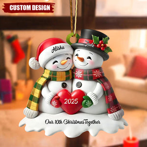 Personalized Couple Snowman Christmas Ornament- Anniversary & Christmas Gift