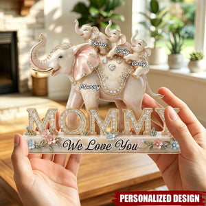 Personalized Mommy Elephant Family Ornament - Gifts For Mom, Grandma
