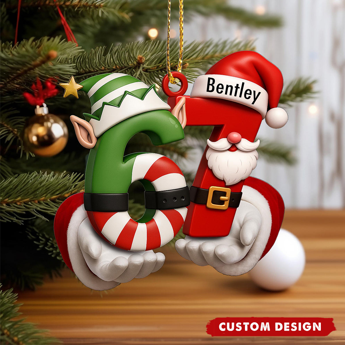Personalized Six Seven Christmas Ornament – Custom Name Christmas Gift