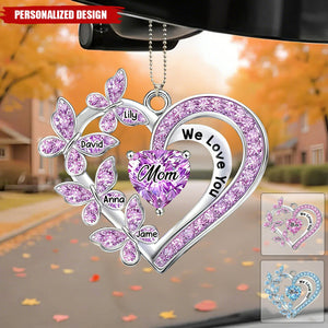 Personalized Mom Heart Butterfly Car Ornament - Mother's Day Gift
