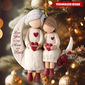 Custom Grandma & Granddaughter Keepsake β Christmas Moon Ornament