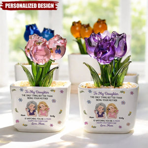 Personalized Glass Everlasting Tulips - Mother’s Day Gift for Daughter