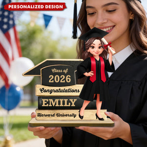 Personalized Graduation Wooden Plaque – Class of 2026 Graduation Keepsake