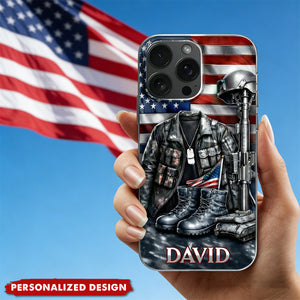 Custom Name Military Phone Case – Memorial Gift for Veterans & Families