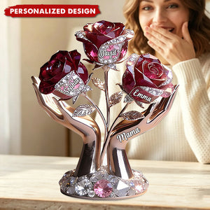 Personalized Custom Rose Tree Shaped Acrylic Plaque -Gift for Mama,Grandma