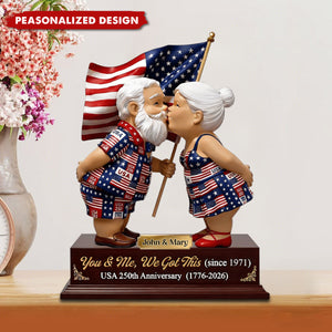 Personalized USA 250th Anniversary Couple Plaque – You & Me, We Got This