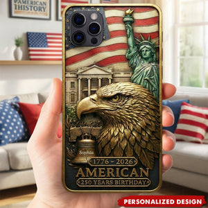 Personalized US 250th Anniversary Phone Case - Custom Name Patriotic Gift