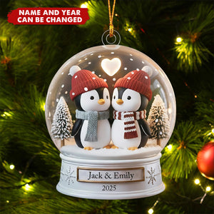 Personalized Penguin Couple Ornament – Custom Names & Year Gift