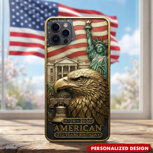 Personalized US 250th Anniversary Phone Case - Custom Name Patriotic Gift