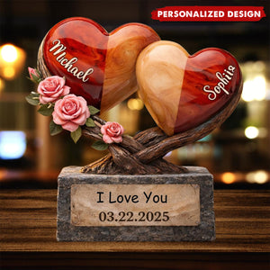 Personalized Heart Couple Plaque – Custom Names & Date Anniversary Gift for Her/Him
