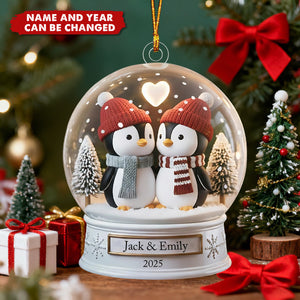 Personalized Penguin Couple Ornament – Custom Names & Year Gift