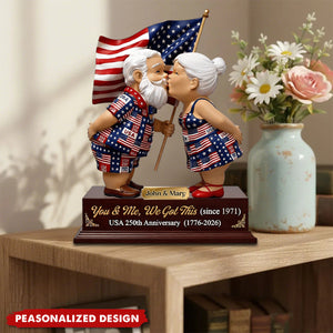 Personalized USA 250th Anniversary Couple Plaque – You & Me, We Got This