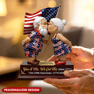 Personalized USA 250th Anniversary Couple Plaque – You & Me, We Got This