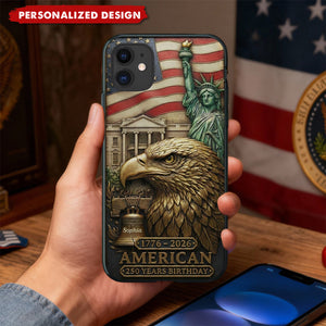 Personalized US 250th Anniversary Phone Case - Custom Name Patriotic Gift