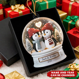 Personalized Penguin Couple Ornament – Custom Names & Year Gift