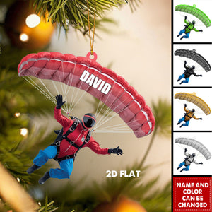 Personalized Skydiver Christmas Ornament – Custom Name & Color