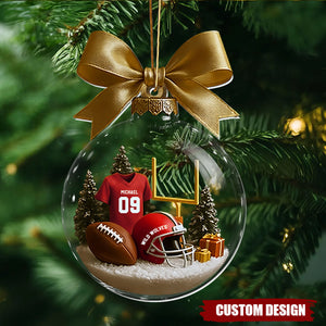 Personalized Football Player Christmas Ornament – Custom Name, Jersey & Team Gift