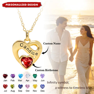 Personalized Heart Birthstone Necklace – Custom Name & Birthstone