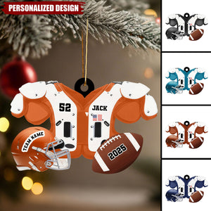 Football Christmas Ornament 2025 – Personalized Name, Team & Number