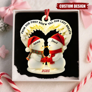 Personalized Snowman Couple Ornament 2025 β Custom Names Christmas Gift for Lovers