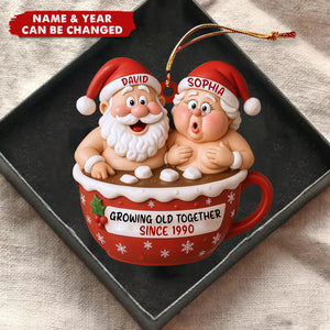Personalized “Growing Old Together” Santa Couple Ornament – Gift For Couples