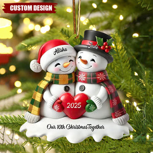 Personalized Couple Snowman Christmas Ornament- Anniversary & Christmas Gift