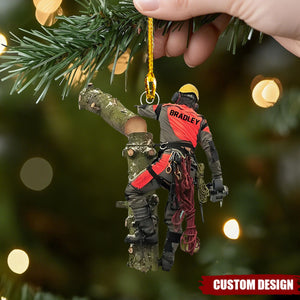 Custom Tree Climber Christmas Ornament β Personalized Arborist Gift for Him