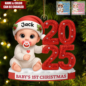 Baby’s First Christmas Ornament 2025 – Customizable Name & Color Design