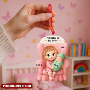 New Baby Arrival Keepsake – Personalized Big Sister/Brother Ornament 2025