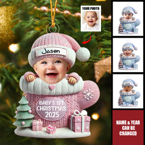 Personalized Baby’s 1st Christmas Ornament – Custom Photo & Name Gift