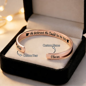 She Believed She Could So She Did - Personalized Graduation Cuff Bracelet