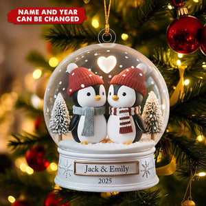 Personalized Penguin Couple Ornament – Custom Names & Year Gift