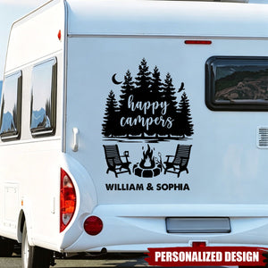 Personalized Forest Campfire RV Camper Window Decal - Gift For Camper Van Road Trip Lovers