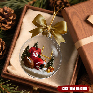 Personalized Football Player Christmas Ornament – Custom Name, Jersey & Team Gift