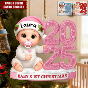 Baby’s First Christmas Ornament 2025 – Customizable Name & Color Design