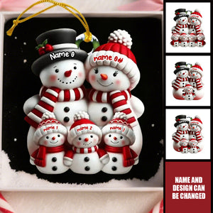 Personalized Snowman Family Acrylic Ornament – Custom Names & Family Design