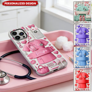 Personalized Nurse Uniform Phone Case – Custom Name Medical Worker Gift
