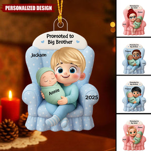 New Baby Arrival Keepsake – Personalized Big Sister/Brother Ornament 2025