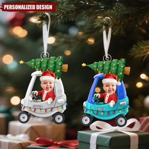 Custom Baby Christmas Car Ornament – Personalized Baby Photo & Name Keepsake
