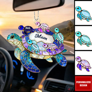 Personalized Sea Turtle Mom Car Ornament - Mother's Day Gift for Her