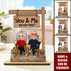 Personalized Couple Wooden Plaque — Custom Name "You & Me We Got This" Anniversary Gift