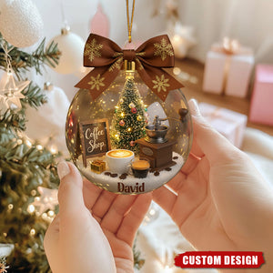 Personalized Coffee Shop Christmas Ornament – Custom Name Barista Gift