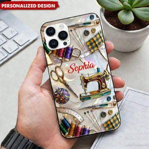 Personalized Sewing Phone Case – Custom Name Gift For Craft Lover