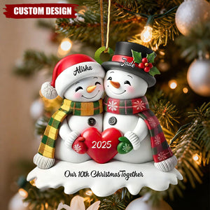 Personalized Couple Snowman Christmas Ornament- Anniversary & Christmas Gift
