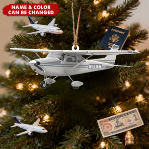 Personalized Airplane Christmas Ornament – Pilot Gift, Aviation Lover Decor