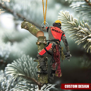 Custom Tree Climber Christmas Ornament β Personalized Arborist Gift for Him